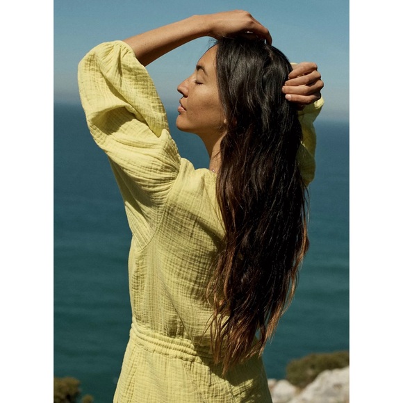 Anthropologie Celia Gauzy Romper Bright Yellow NWT SZ XL - Picture 2 of 16